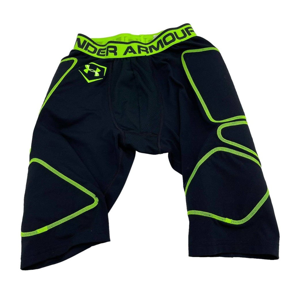 Under Armour Baseball Sliding Shorts Compression Padded Mens Size S Black Green